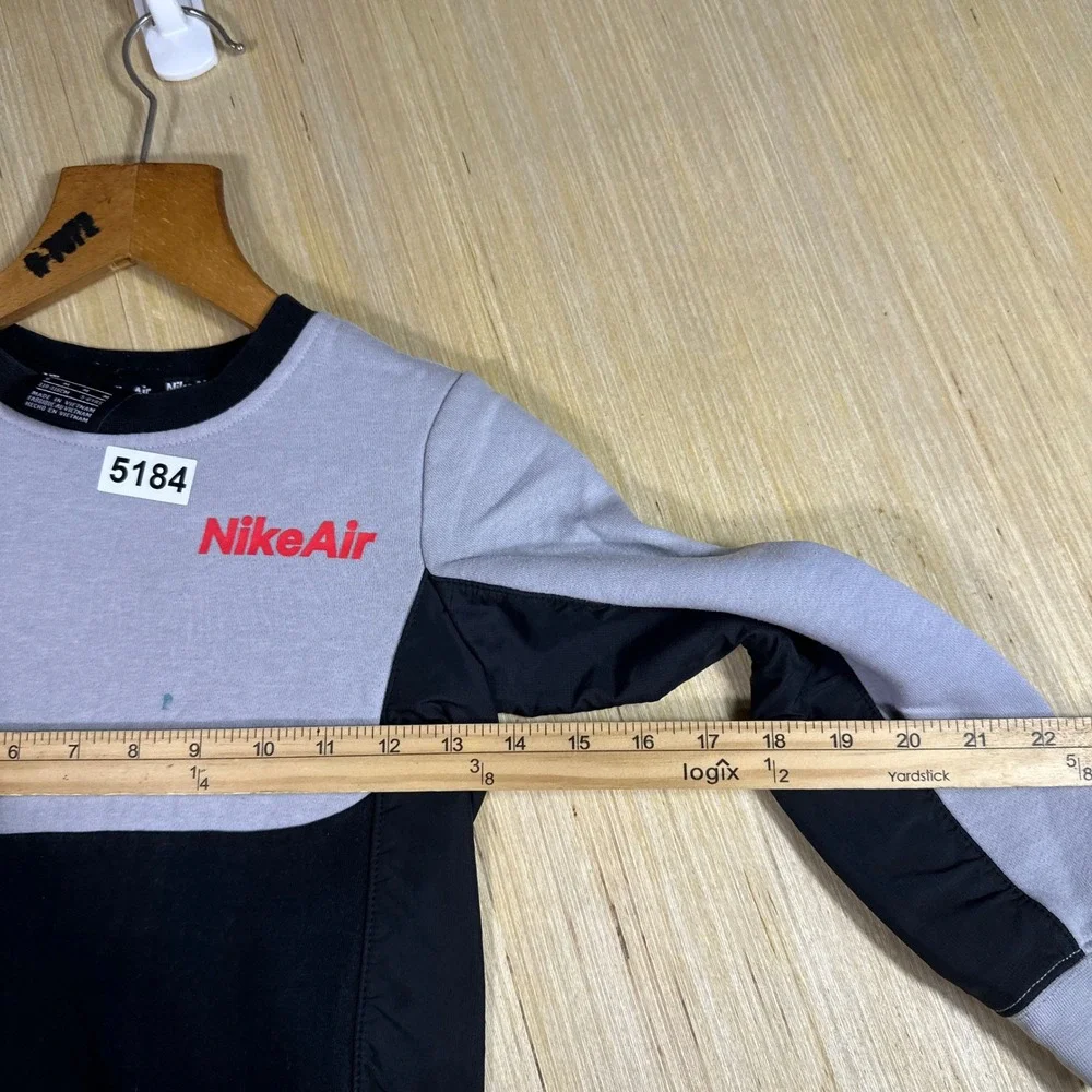Nike Air Sweatshirt Kids Size 6 Grey Black Red Colorblock Crewneck Long Sleeve
